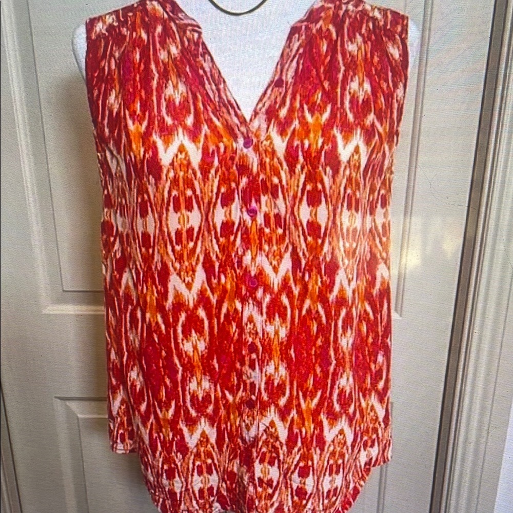 Vibrant Red and Orange Sleeveless Top